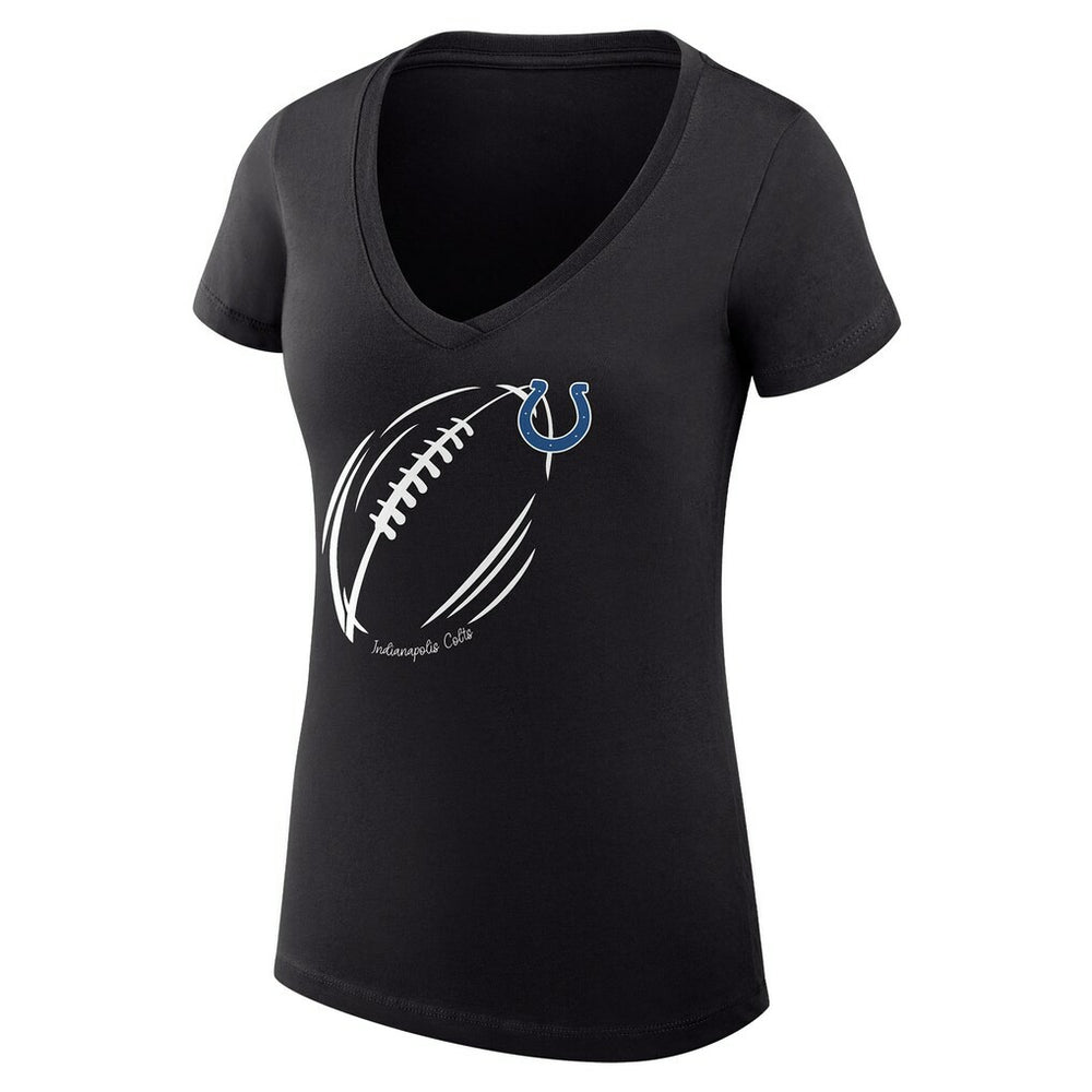 Indianapolis Colts G-III 4Her by Carl Banks Women's Super-Slim Fit Lightweight Subtle Football V-Neck T-Shirt - Black outlet