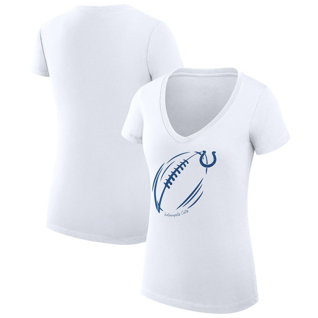Indianapolis Colts G-III 4Her by Carl Banks Women's Super-Slim Fit Lightweight Subtle Football V-Neck T-Shirt - White on sale