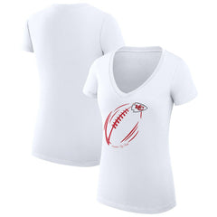 Kansas City Chiefs G-III 4Her by Carl Banks Women's Super-Slim Fit Lightweight Subtle Football V-Neck T-Shirt - White outlet