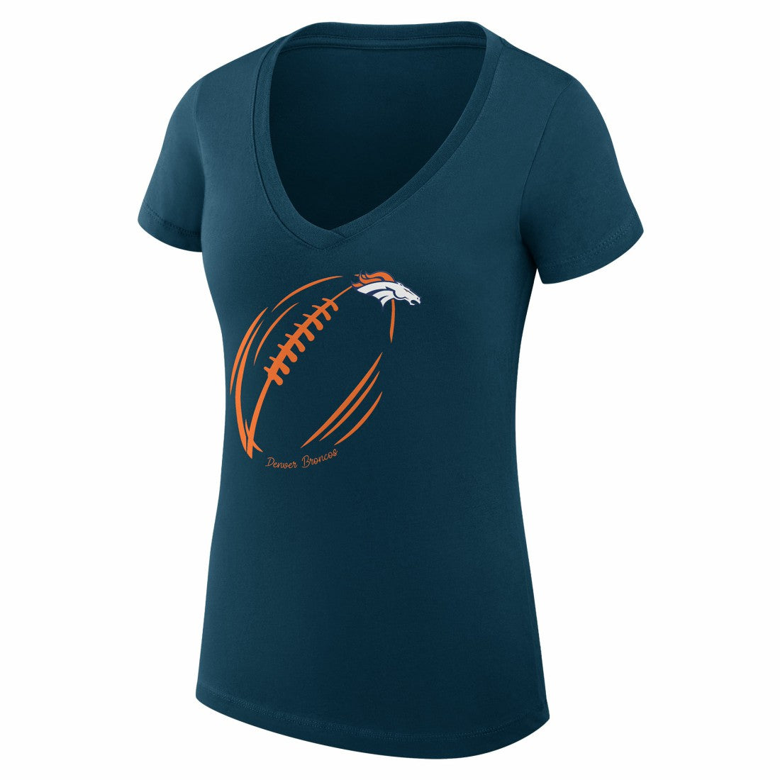 Denver Broncos G-III 4Her by Carl Banks Women's Super-Slim Fit Lightweight Subtle Football V-Neck T-Shirt - Navy discount