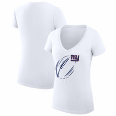 New York Giants G-III 4Her by Carl Banks Women's Super-Slim Fit Lightweight Subtle Football V-Neck T-Shirt - White cheap