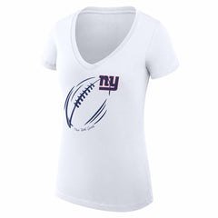 New York Giants G-III 4Her by Carl Banks Women's Super-Slim Fit Lightweight Subtle Football V-Neck T-Shirt - White cheap
