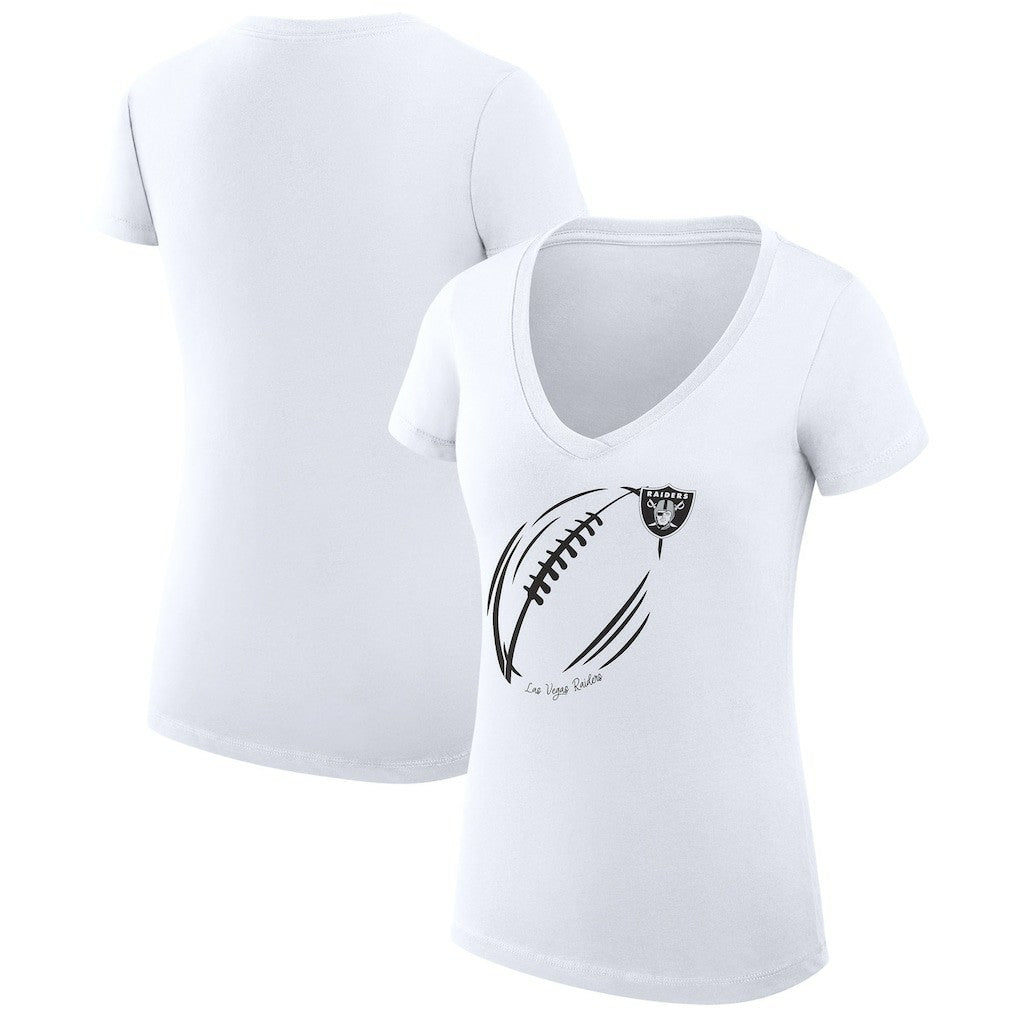 Las Vegas Raiders G-III 4Her by Carl Banks Women's Super-Slim Fit Lightweight Subtle Football V-Neck T-Shirt - White on sale