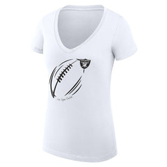 Las Vegas Raiders G-III 4Her by Carl Banks Women's Super-Slim Fit Lightweight Subtle Football V-Neck T-Shirt - White on sale