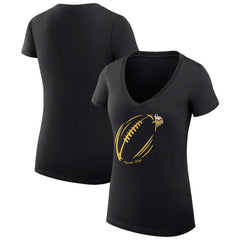 Minnesota Vikings G-III 4Her by Carl Banks Women's Super-Slim Fit Lightweight Subtle Football V-Neck T-Shirt - Black outlet