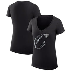 Las Vegas Raiders G-III 4Her by Carl Banks Women's Super-Slim Fit Lightweight Subtle Football V-Neck T-Shirt - Black online