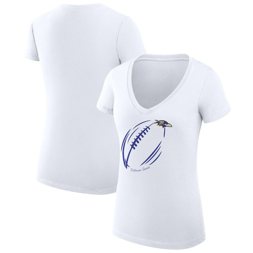Baltimore Ravens G-III 4Her by Carl Banks Women's Super-Slim Fit Lightweight Subtle Football V-Neck T-Shirt - White discount