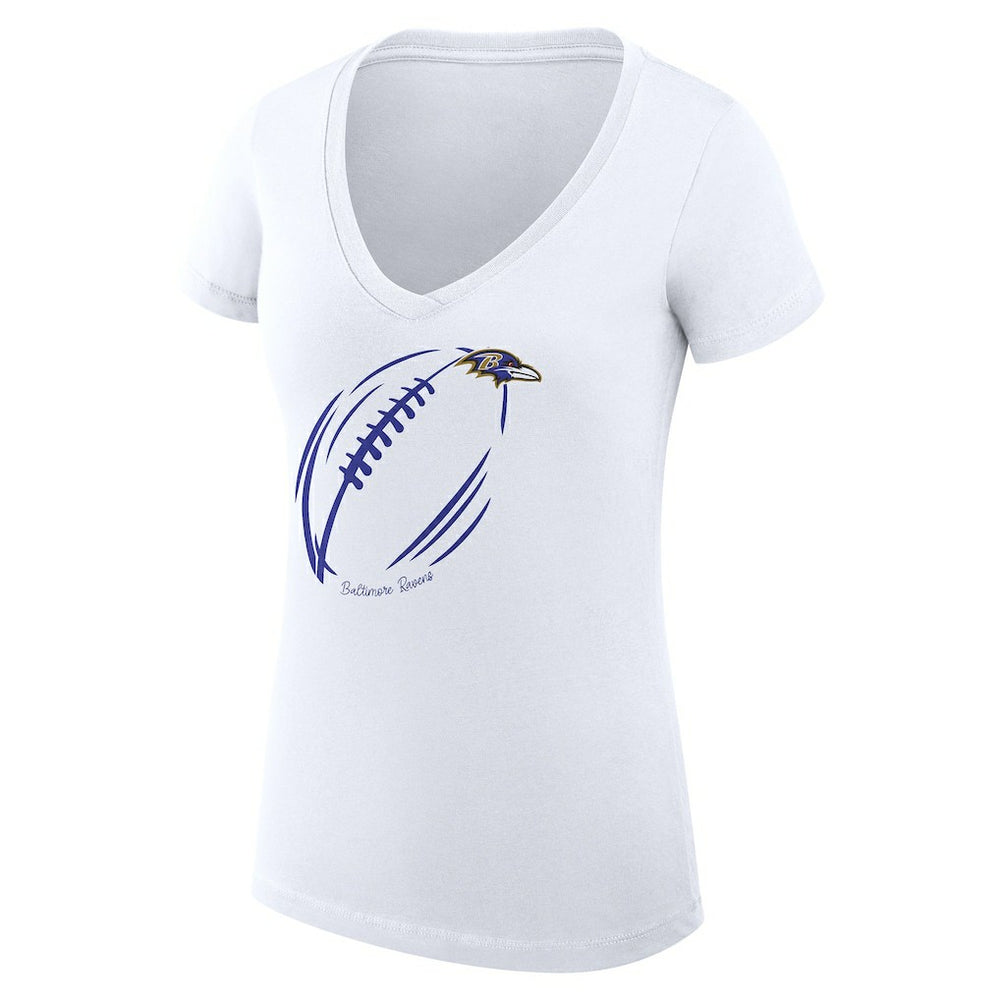 Baltimore Ravens G-III 4Her by Carl Banks Women's Super-Slim Fit Lightweight Subtle Football V-Neck T-Shirt - White discount