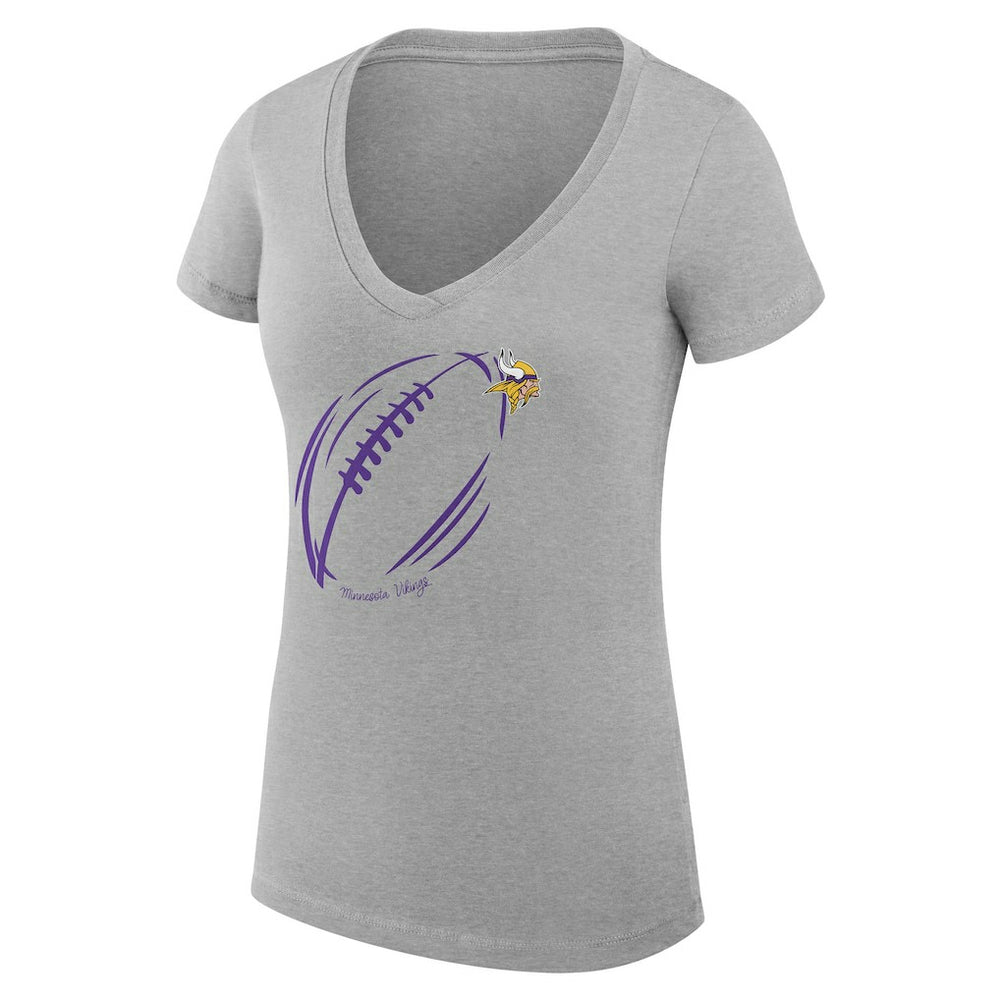 Minnesota Vikings G-III 4Her by Carl Banks Women's Super-Slim Fit Lightweight Subtle Football V-Neck T-Shirt - Heather Gray online