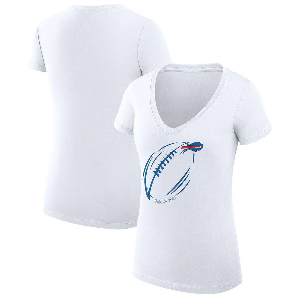 Buffalo Bills G-III 4Her by Carl Banks Women's Super-Slim Fit Lightweight Subtle Football V-Neck T-Shirt - White outlet