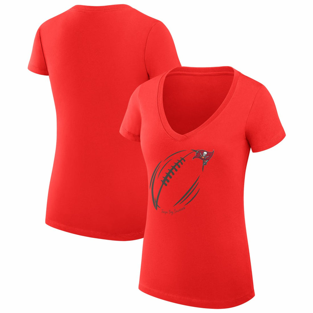 Tampa Bay Buccaneers G-III 4Her by Carl Banks Women's Super-Slim Fit Lightweight Subtle Football V-Neck T-Shirt - Red sale
