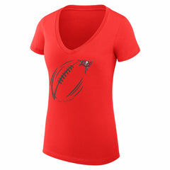 Tampa Bay Buccaneers G-III 4Her by Carl Banks Women's Super-Slim Fit Lightweight Subtle Football V-Neck T-Shirt - Red sale