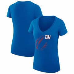 New York Giants G-III 4Her by Carl Banks Women's Super-Slim Fit Lightweight Subtle Football V-Neck T-Shirt - Royal on sale