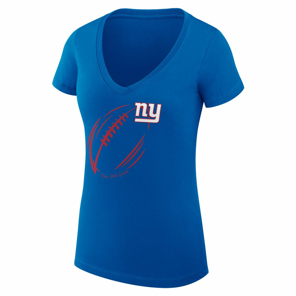 New York Giants G-III 4Her by Carl Banks Women's Super-Slim Fit Lightweight Subtle Football V-Neck T-Shirt - Royal on sale