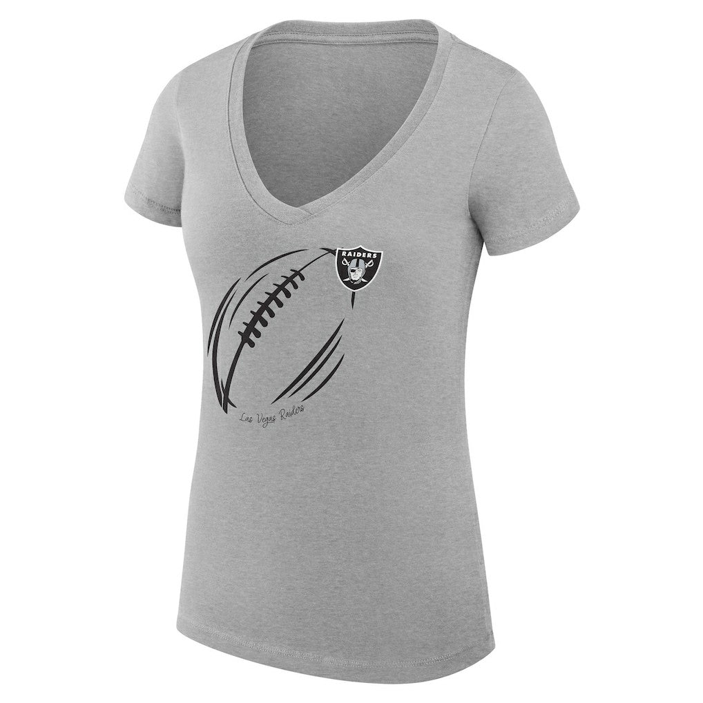 Las Vegas Raiders G-III 4Her by Carl Banks Women's Super-Slim Fit Lightweight Subtle Football V-Neck T-Shirt - Heather Gray on sale