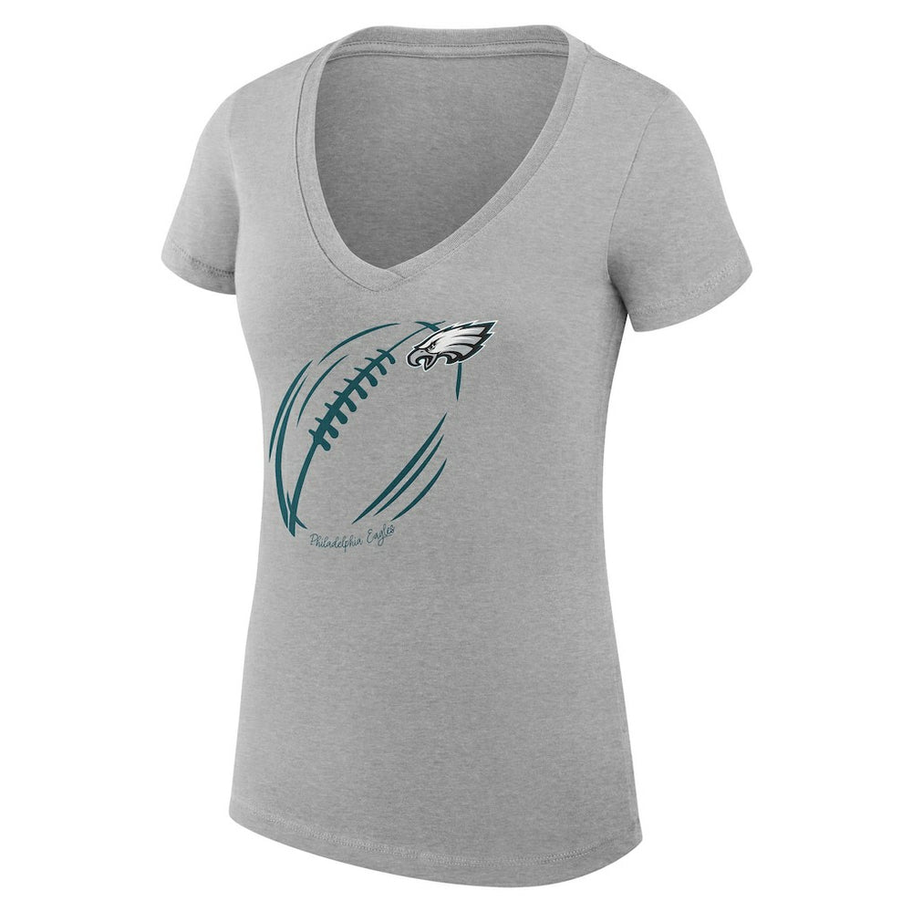 Philadelphia Eagles G-III 4Her by Carl Banks Women's Super-Slim Fit Lightweight Subtle Football V-Neck T-Shirt - Heather Gray outlet