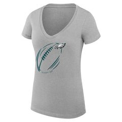 Philadelphia Eagles G-III 4Her by Carl Banks Women's Super-Slim Fit Lightweight Subtle Football V-Neck T-Shirt - Heather Gray outlet