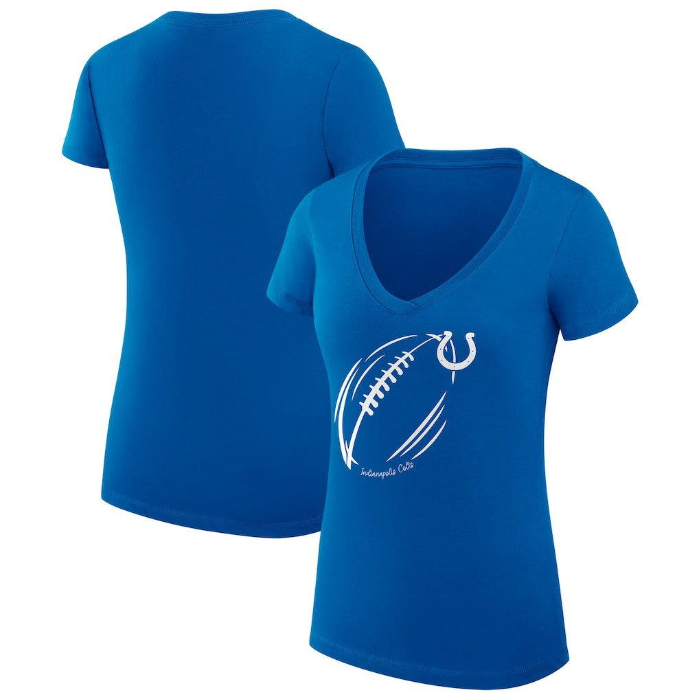 Indianapolis Colts G-III 4Her by Carl Banks Women's Super-Slim Fit Lightweight Subtle Football V-Neck T-Shirt - Royal outlet