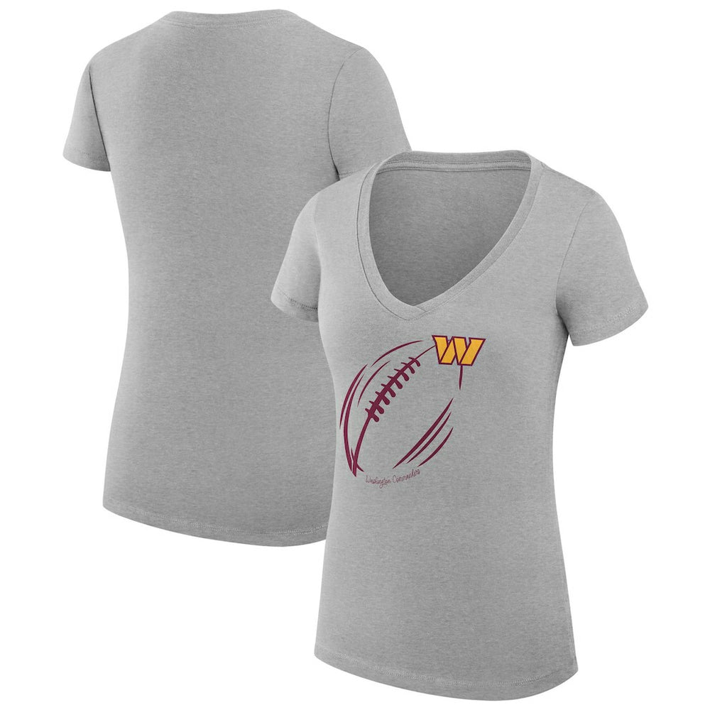 Washington Commanders G-III 4Her by Carl Banks Women's Super-Slim Fit Lightweight Subtle Football V-Neck T-Shirt - Heather Gray for sale
