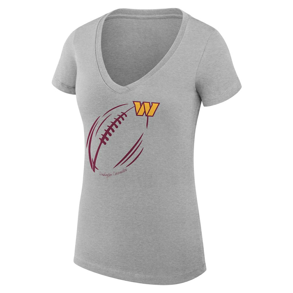 Washington Commanders G-III 4Her by Carl Banks Women's Super-Slim Fit Lightweight Subtle Football V-Neck T-Shirt - Heather Gray for sale