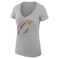 Washington Commanders G-III 4Her by Carl Banks Women's Super-Slim Fit Lightweight Subtle Football V-Neck T-Shirt - Heather Gray for sale