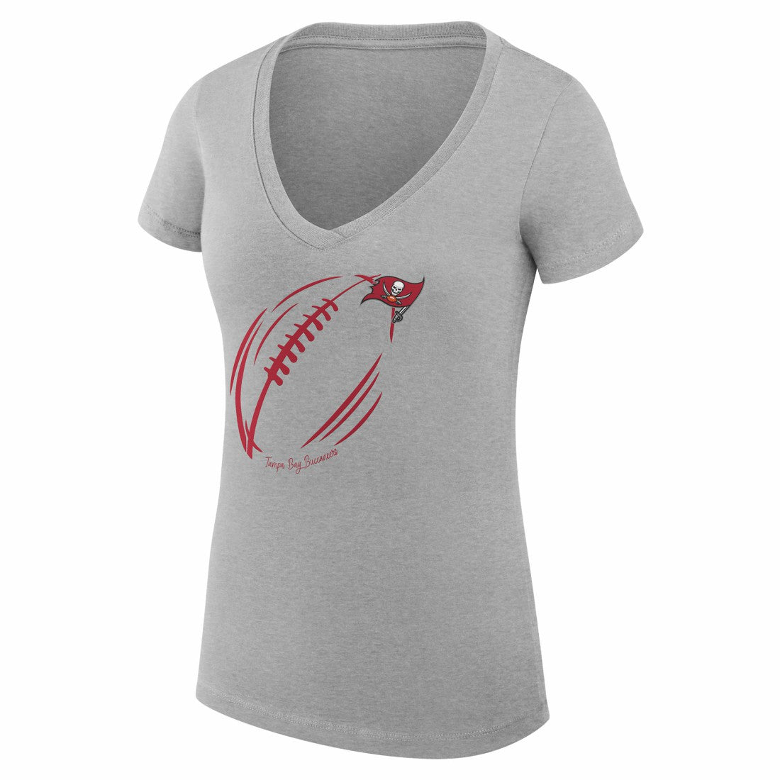 Tampa Bay Buccaneers G-III 4Her by Carl Banks Women's Super-Slim Fit Lightweight Subtle Football V-Neck T-Shirt - Heather Gray cheap