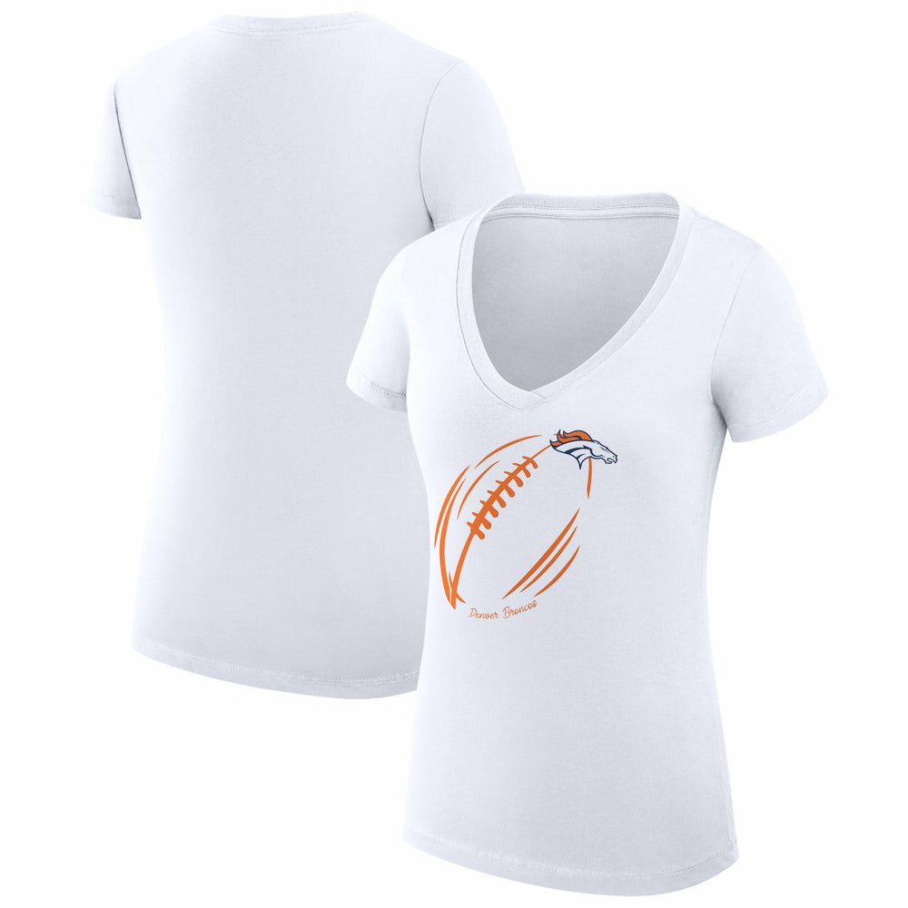 Denver Broncos G-III 4Her by Carl Banks Women's Super-Slim Fit Lightweight Subtle Football V-Neck T-Shirt - White sale