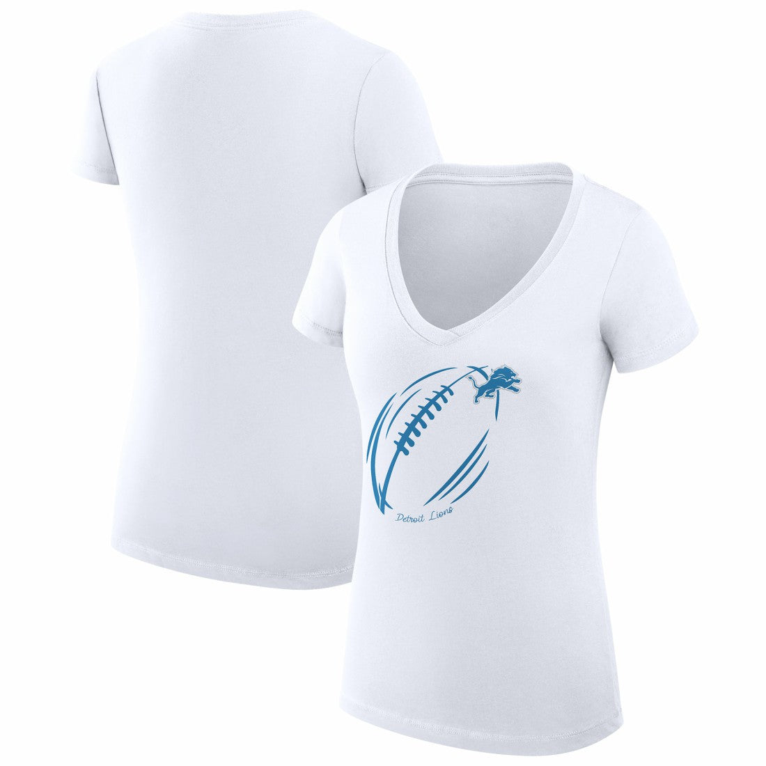 Detroit Lions G-III 4Her by Carl Banks Women's Super-Slim Fit Lightweight Subtle Football V-Neck T-Shirt - White cheap