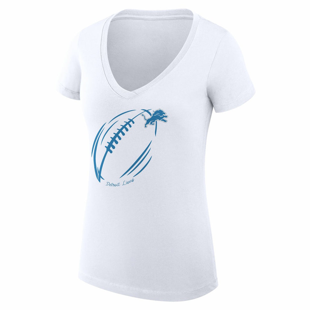 Detroit Lions G-III 4Her by Carl Banks Women's Super-Slim Fit Lightweight Subtle Football V-Neck T-Shirt - White cheap