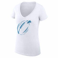Detroit Lions G-III 4Her by Carl Banks Women's Super-Slim Fit Lightweight Subtle Football V-Neck T-Shirt - White cheap