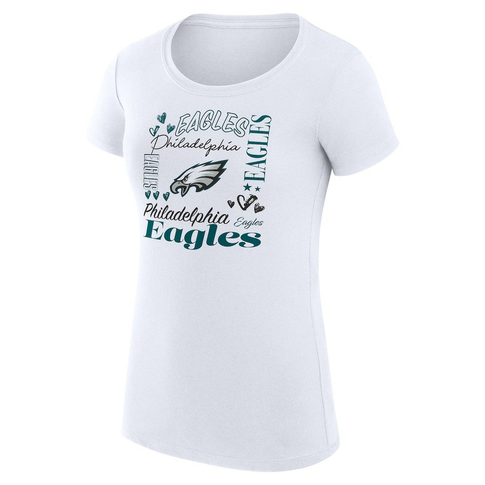 Philadelphia Eagles G-III 4Her by Carl Banks Women's Super-Slim Fit Lightweight Collage Team T-Shirt - White outlet