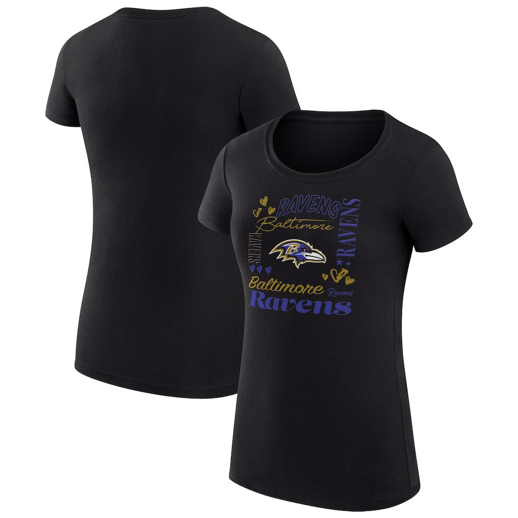 Baltimore Ravens G-III 4Her by Carl Banks Women's Super-Slim Fit Lightweight Collage Team T-Shirt - Black cheap