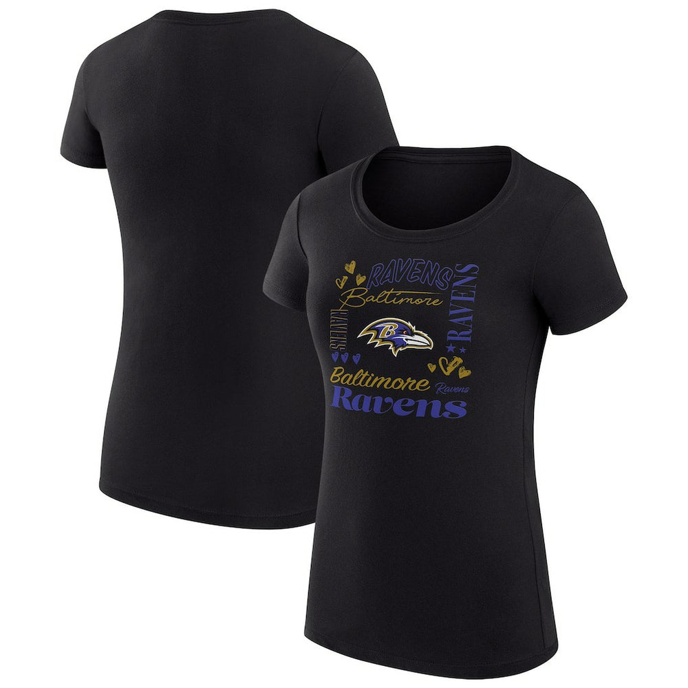 Baltimore Ravens G-III 4Her by Carl Banks Women's Super-Slim Fit Lightweight Collage Team T-Shirt - Black cheap