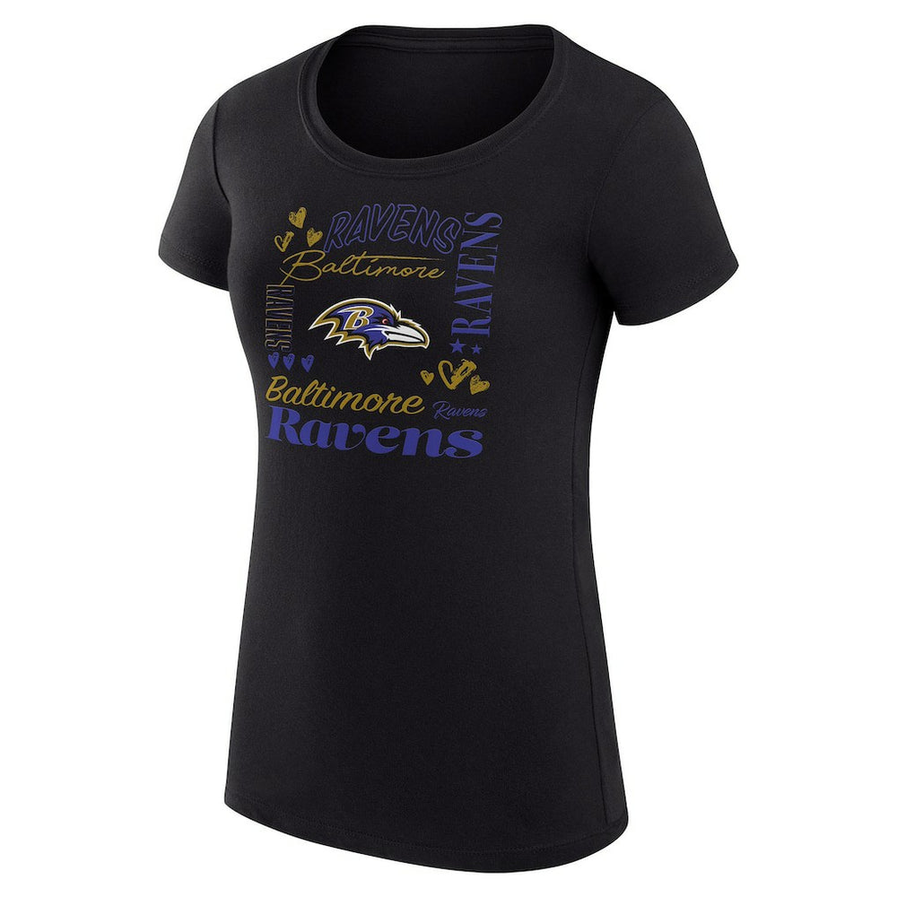 Baltimore Ravens G-III 4Her by Carl Banks Women's Super-Slim Fit Lightweight Collage Team T-Shirt - Black cheap