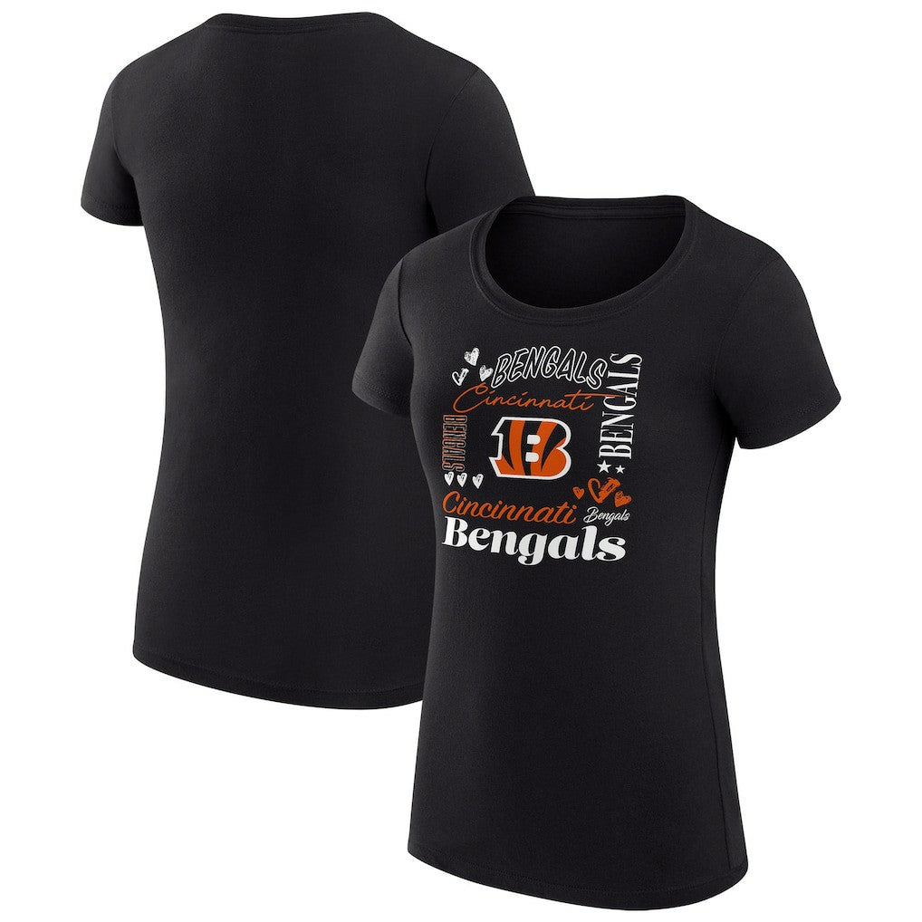 Cincinnati Bengals G-III 4Her by Carl Banks Women's Super-Slim Fit Lightweight Collage Team T-Shirt - Black for sale