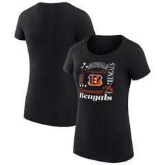 Cincinnati Bengals G-III 4Her by Carl Banks Women's Super-Slim Fit Lightweight Collage Team T-Shirt - Black for sale