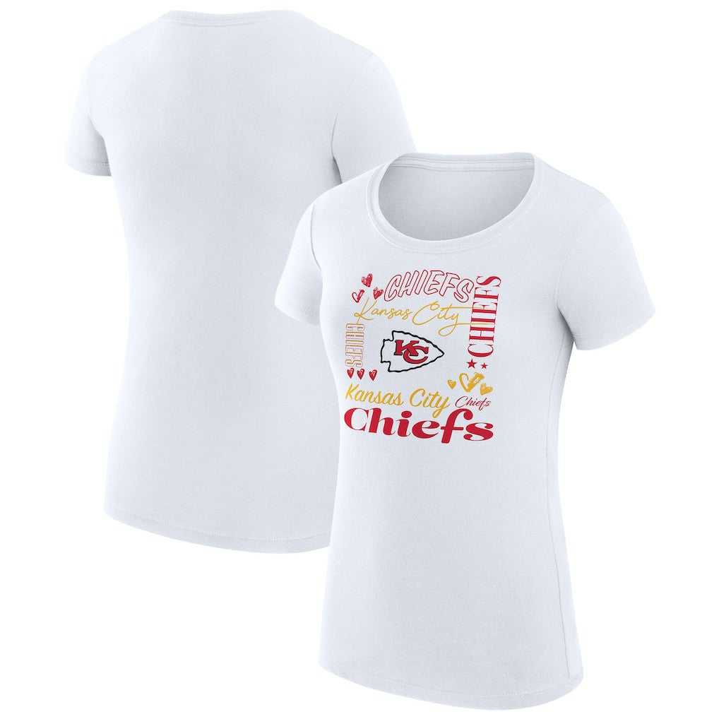 Kansas City Chiefs G-III 4Her by Carl Banks Women's Super-Slim Fit Lightweight Collage Team T-Shirt - White for sale