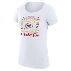 Kansas City Chiefs G-III 4Her by Carl Banks Women's Super-Slim Fit Lightweight Collage Team T-Shirt - White for sale