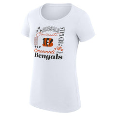 Cincinnati Bengals G-III 4Her by Carl Banks Women's Super-Slim Fit Lightweight Collage Team T-Shirt - White cheap