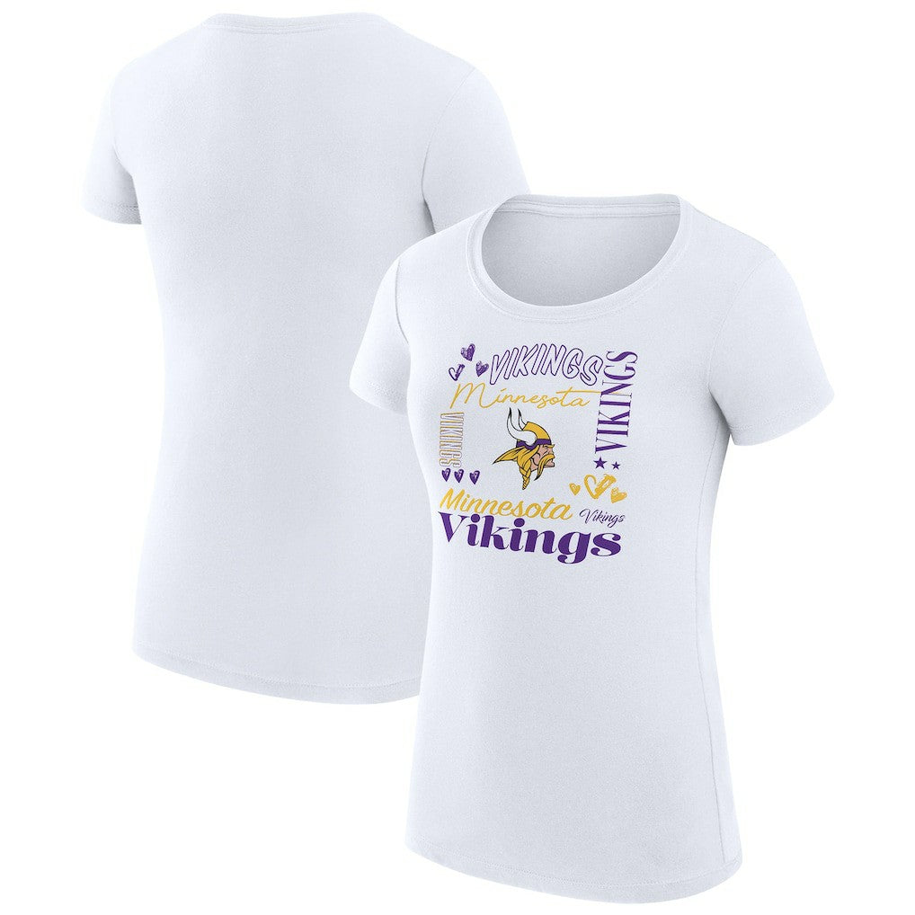 Minnesota Vikings G-III 4Her by Carl Banks Women's Super-Slim Fit Lightweight Collage Team T-Shirt - White discount
