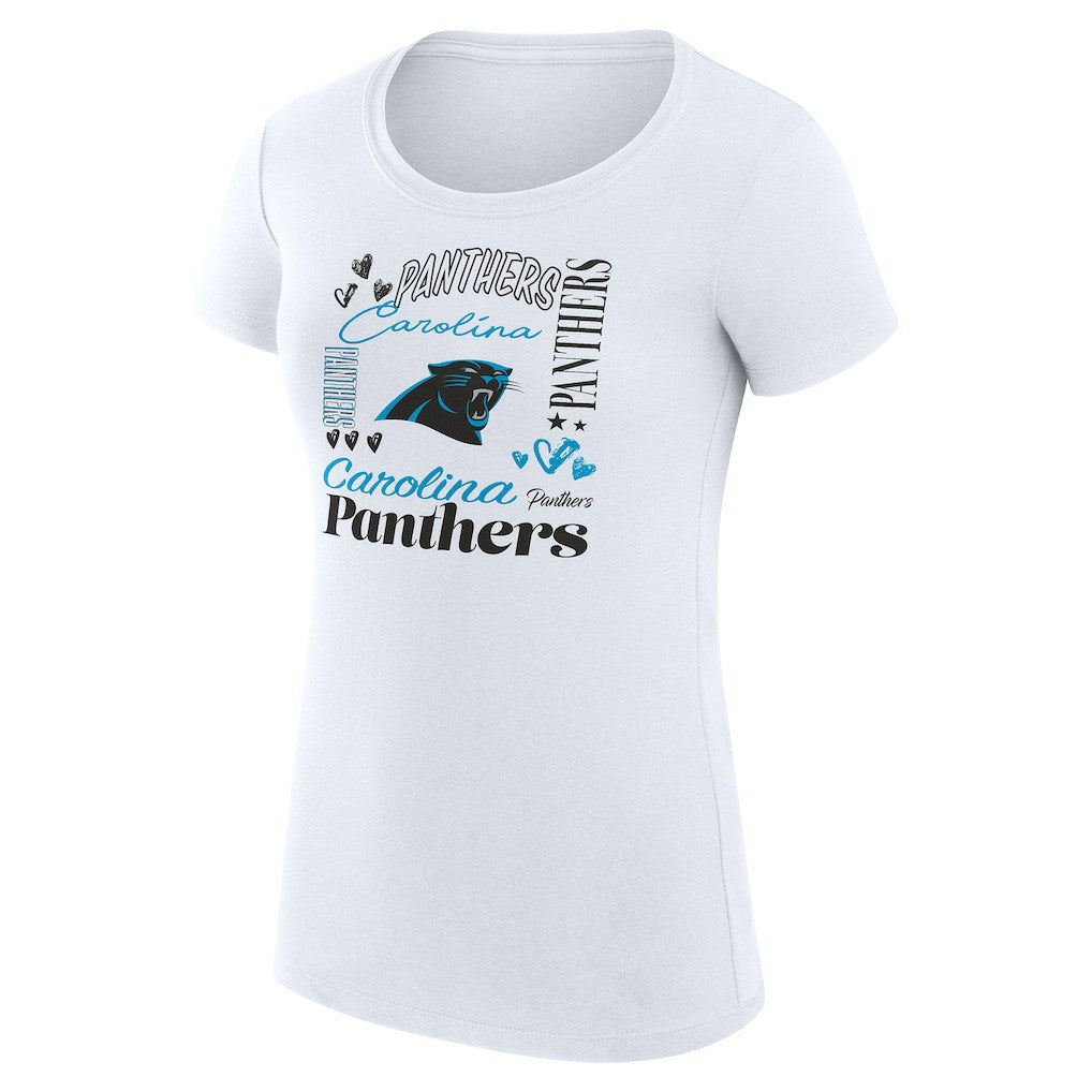 Carolina Panthers G-III 4Her by Carl Banks Women's Super-Slim Fit Lightweight Collage Team T-Shirt - White for sale