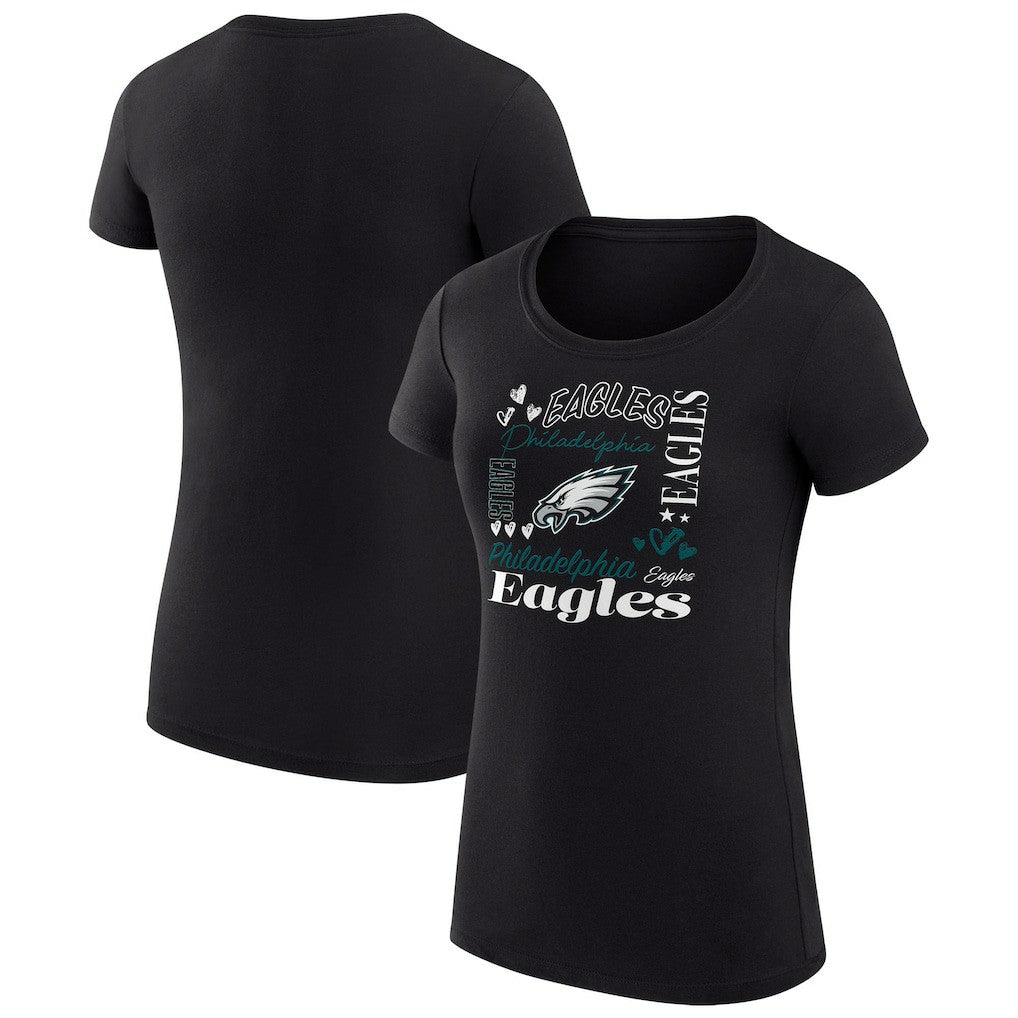 Philadelphia Eagles G-III 4Her by Carl Banks Women's Super-Slim Fit Lightweight Collage Team T-Shirt - Black cheap