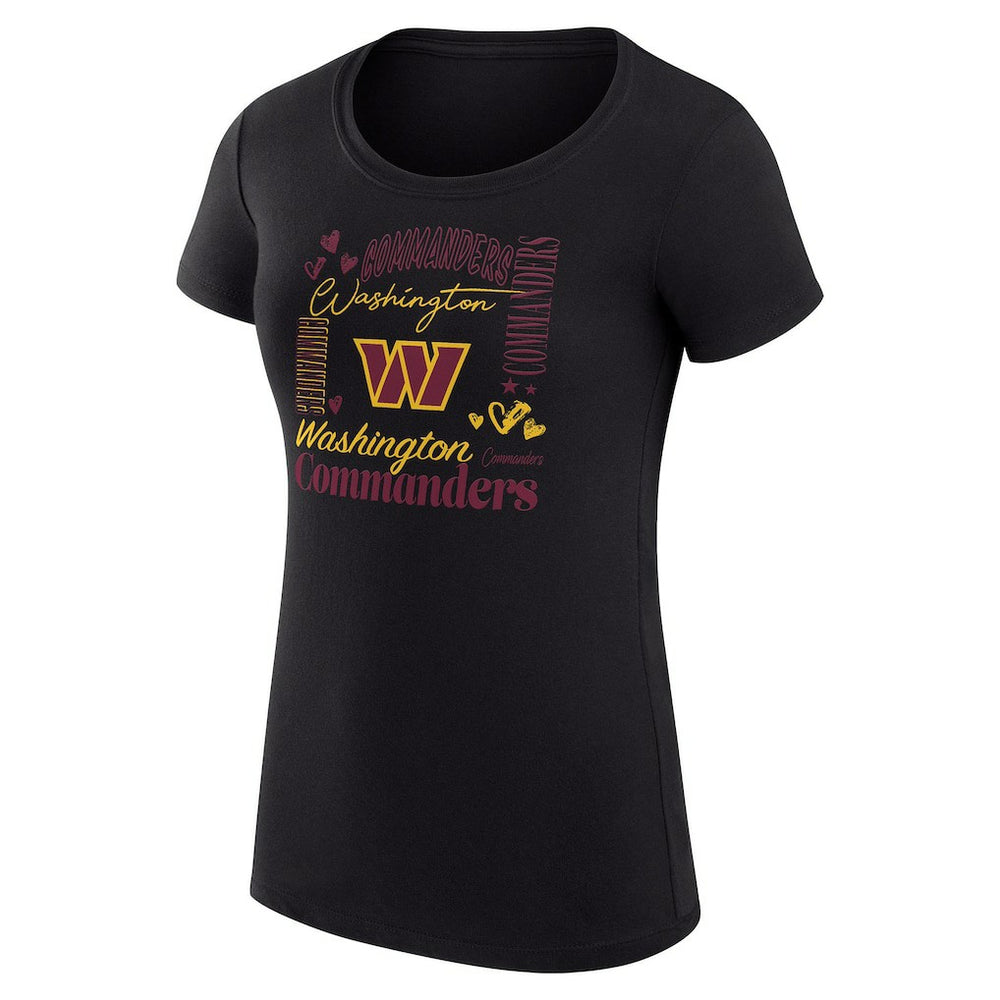 Washington Commanders G-III 4Her by Carl Banks Women's Super-Slim Fit Lightweight Collage Team T-Shirt - Black discount
