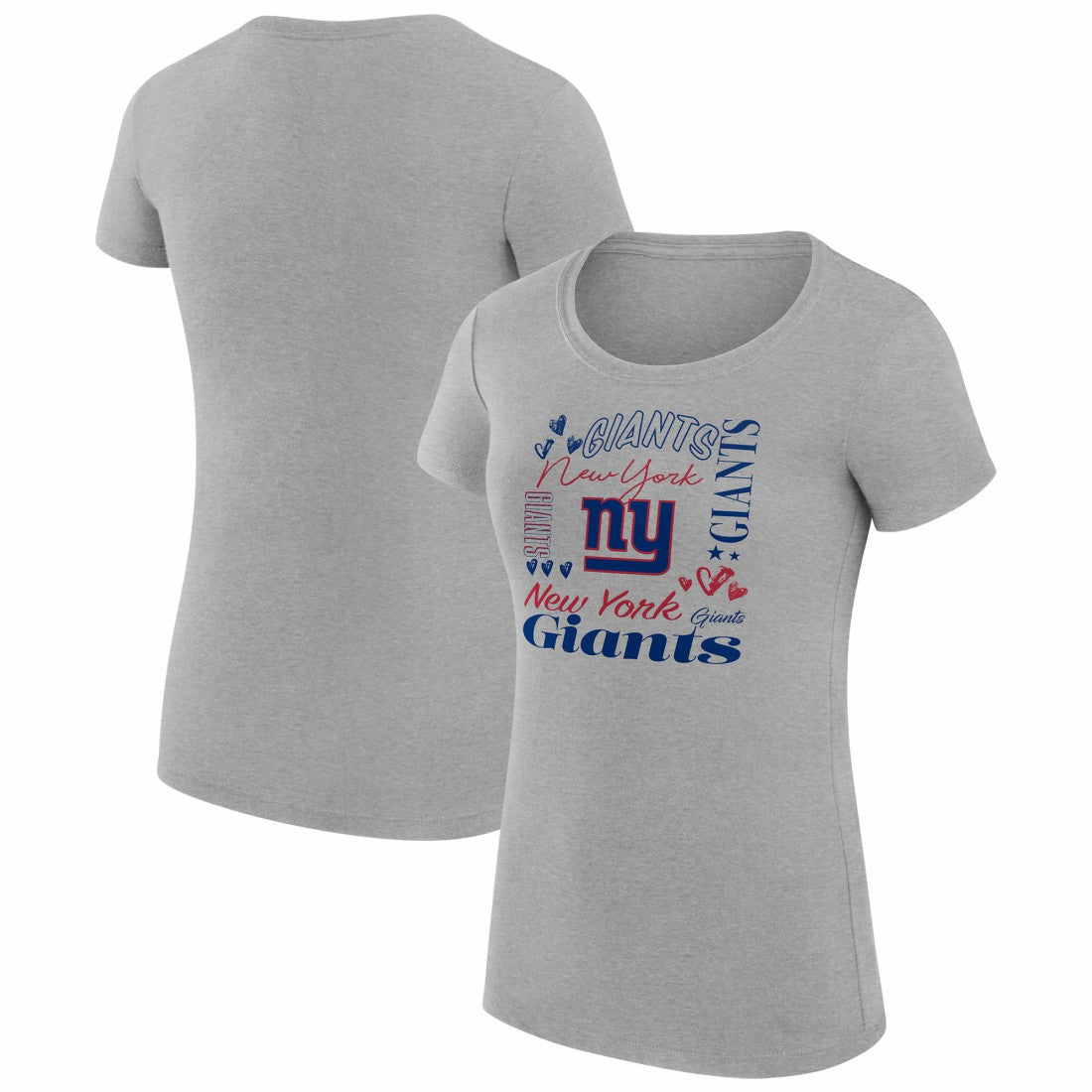 New York Giants G-III 4Her by Carl Banks Women's Super-Slim Fit Lightweight Collage Team T-Shirt - Heather Gray outlet