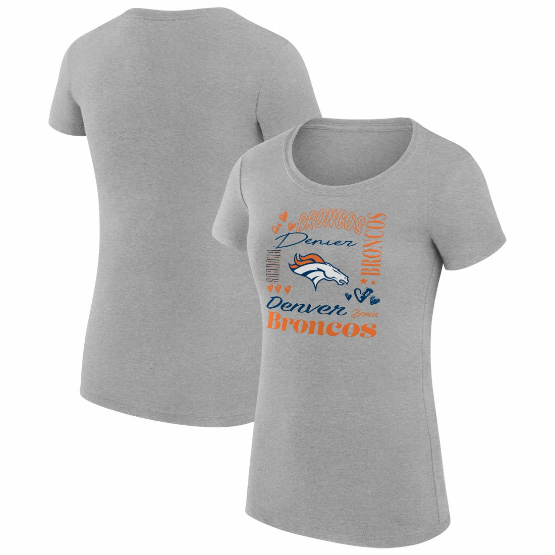 Denver Broncos G-III 4Her by Carl Banks Women's Super-Slim Fit Lightweight Collage Team T-Shirt - Heather Gray sale
