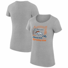 Denver Broncos G-III 4Her by Carl Banks Women's Super-Slim Fit Lightweight Collage Team T-Shirt - Heather Gray sale