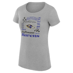 Baltimore Ravens G-III 4Her by Carl Banks Women's Super-Slim Fit Lightweight Collage Team T-Shirt - Heather Gray for sale