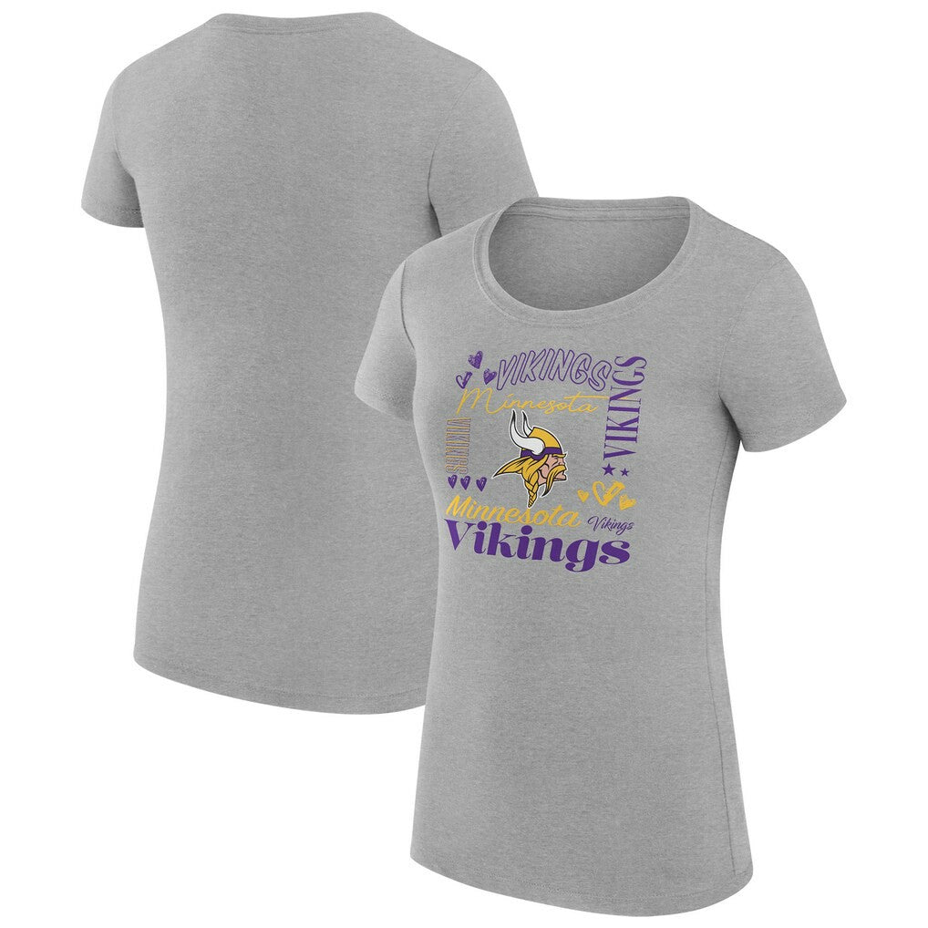 Minnesota Vikings G-III 4Her by Carl Banks Women's Super-Slim Fit Lightweight Collage Team T-Shirt - Heather Gray outlet