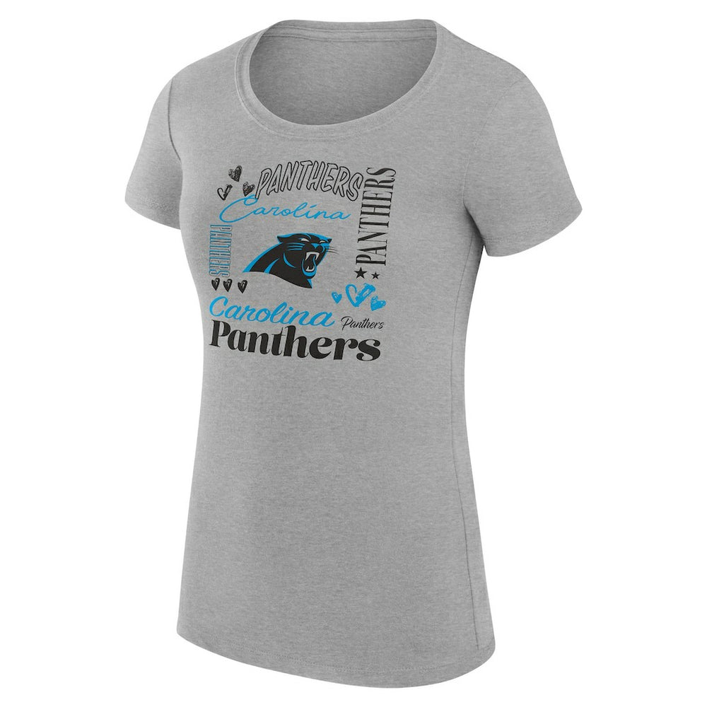 Carolina Panthers G-III 4Her by Carl Banks Women's Super-Slim Fit Lightweight Collage Team T-Shirt - Heather Gray on sale