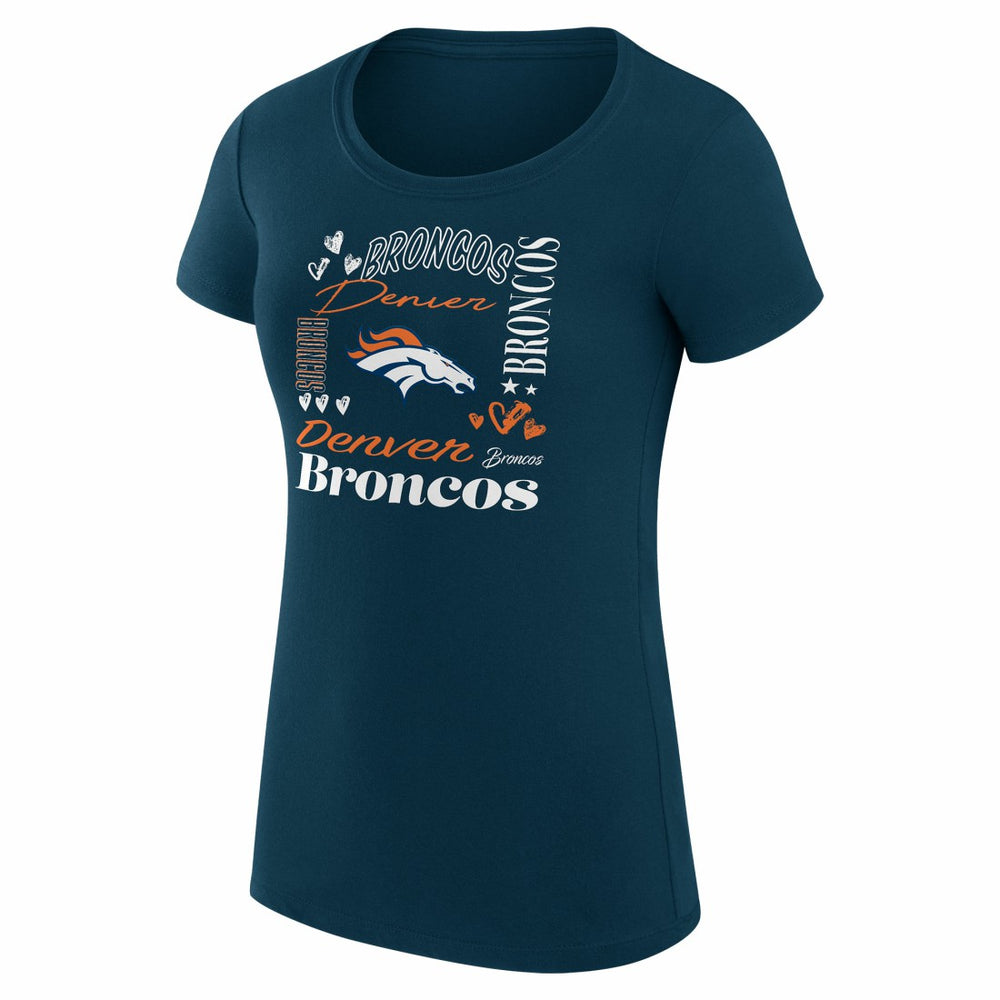 Denver Broncos G-III 4Her by Carl Banks Women's Super-Slim Fit Lightweight Collage Team T-Shirt - Navy cheap